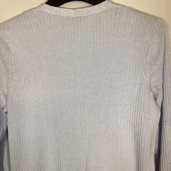 Talbots Pima Cotton Light Blue Cardigan Duster Medium Ribbed Lightweight Fall - Picture 6 of 7